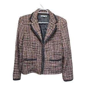 Cabi Tweed Blazer Jacket Pink Black Wool Blend Size 10